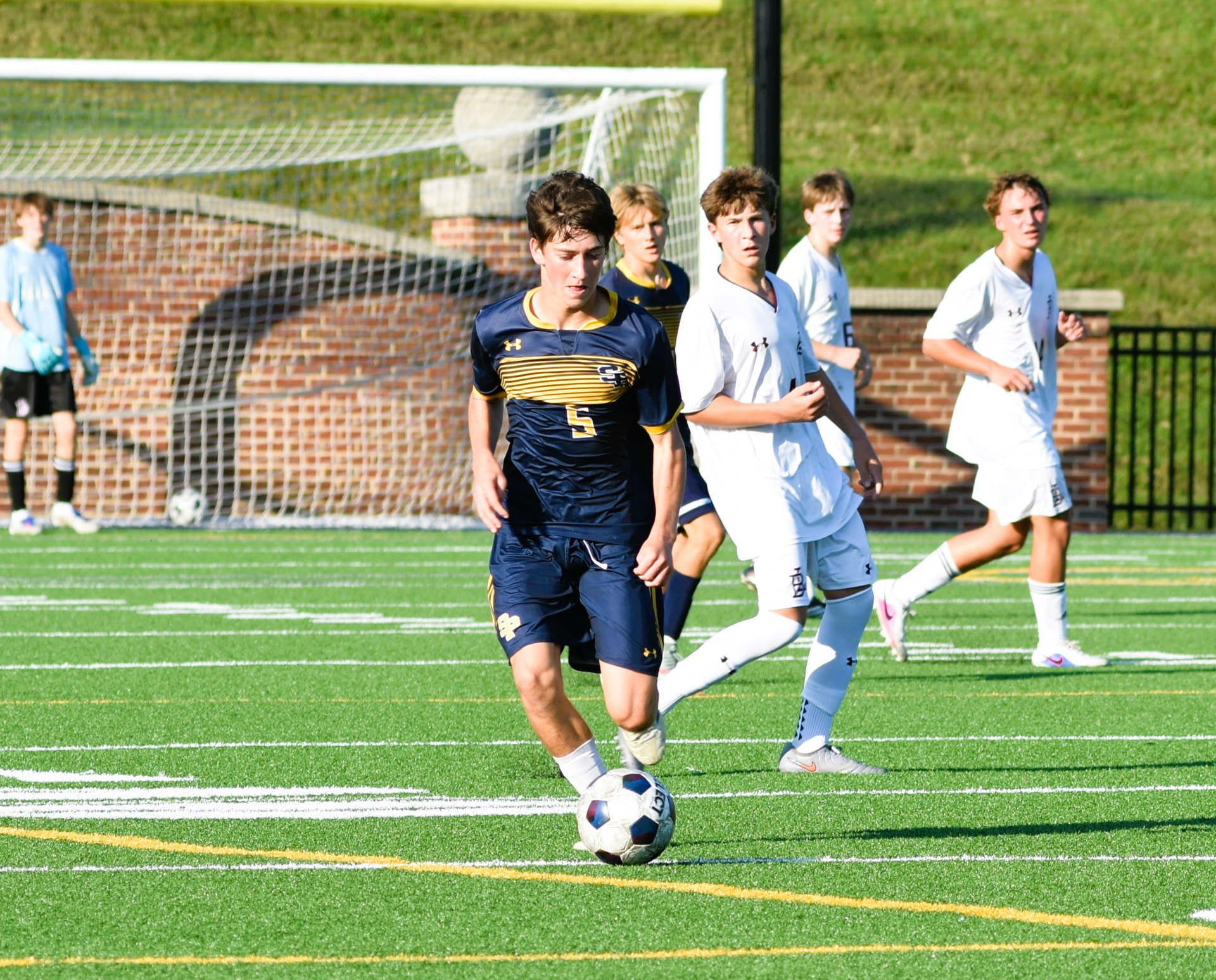 JV Crusaders soccer game action against BL