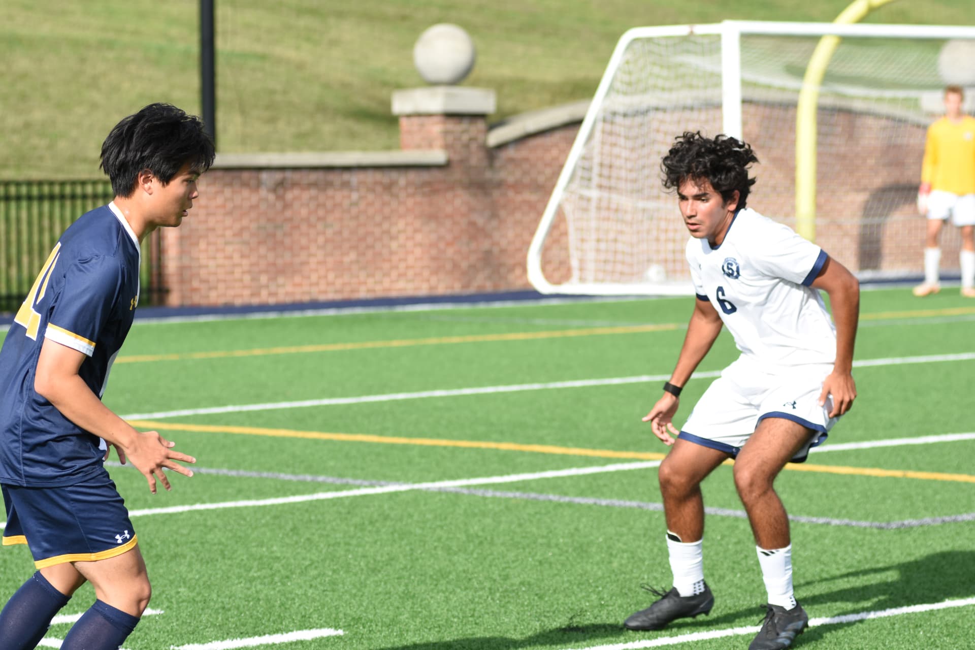An StP&P defender squares up to a St. Paul's attacker