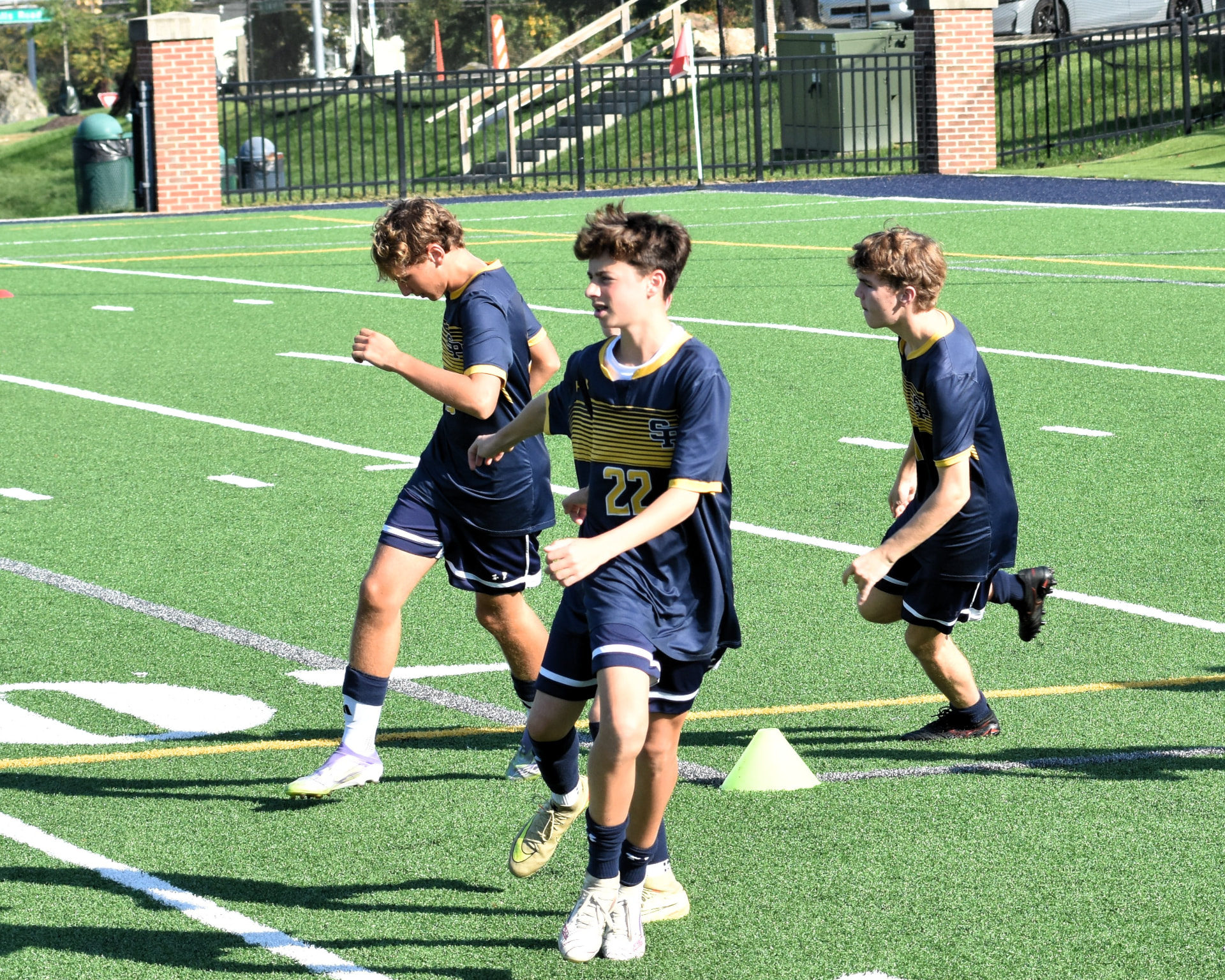 JV Crusaders number 22 leads teammates through warmups