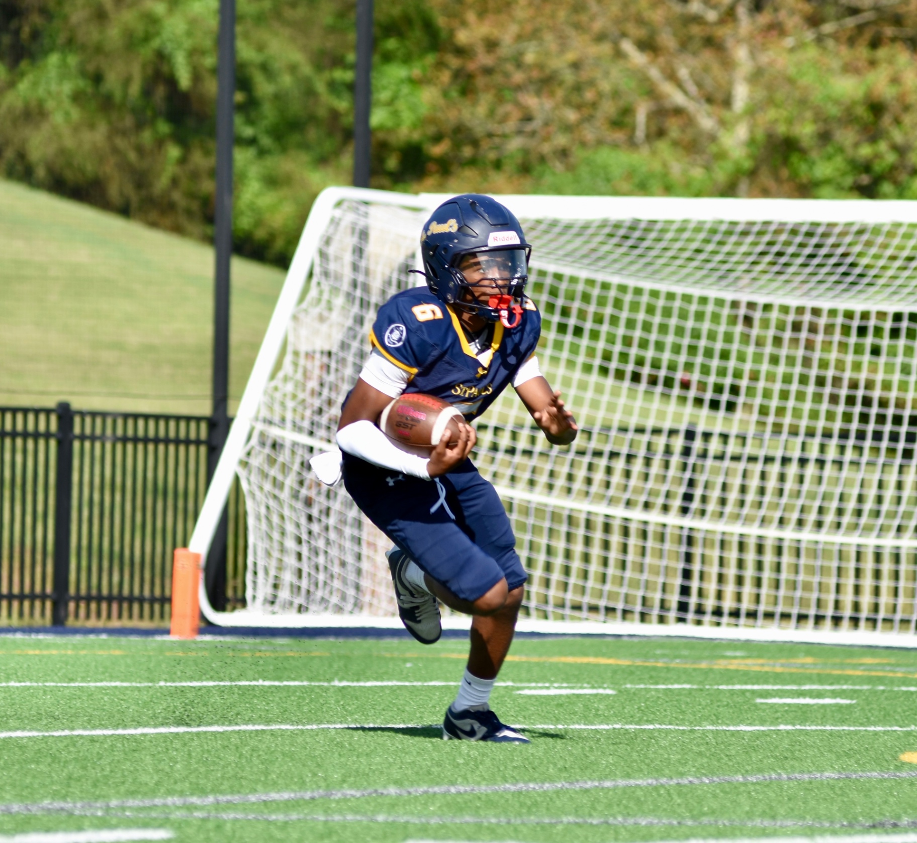 #6 heading upfield past the net