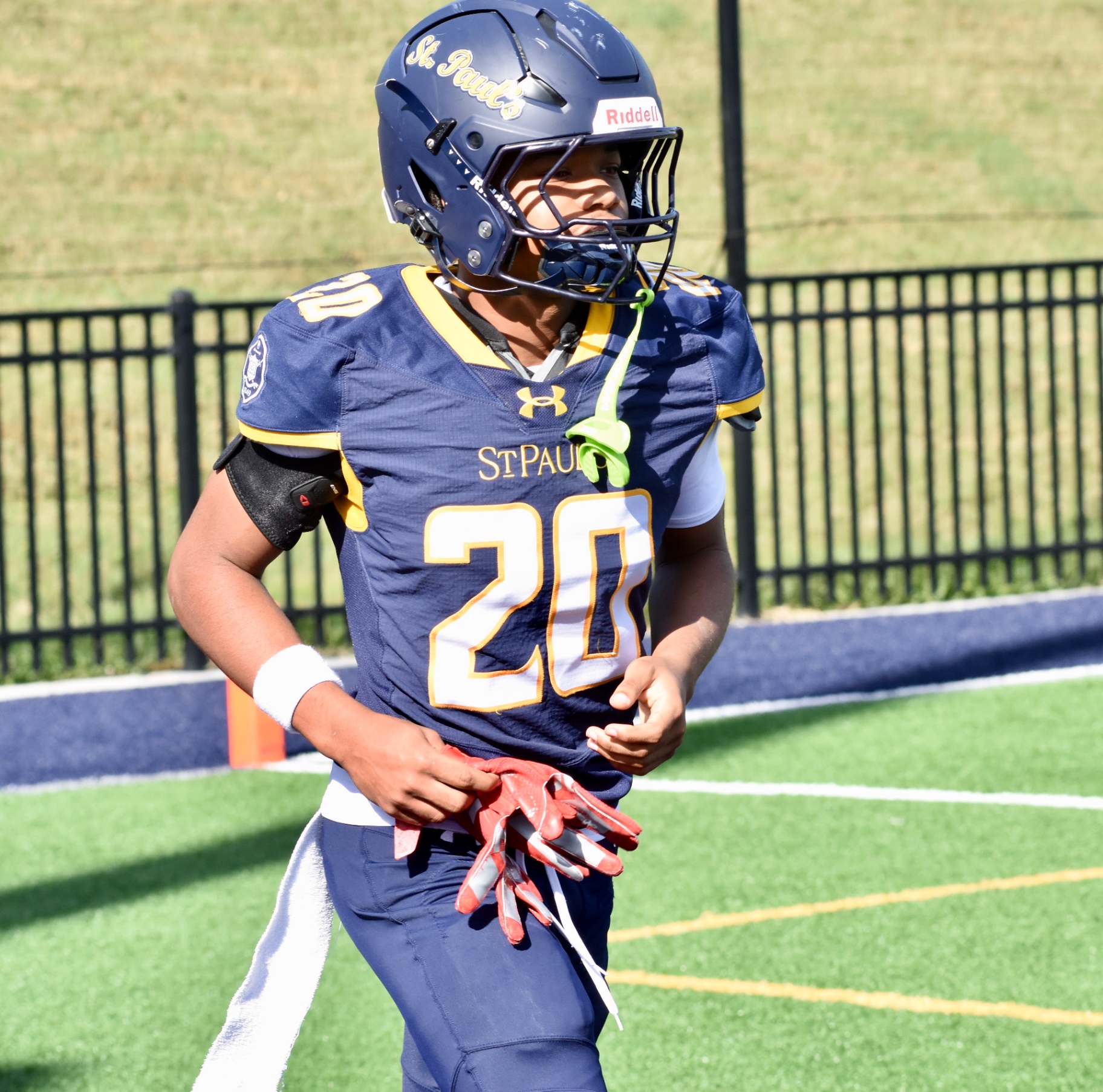 #20 jogging off the field